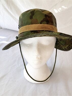 Vintage Woodland Camo Ranger Boonie Hat Made in Korea Size 7 Military Style